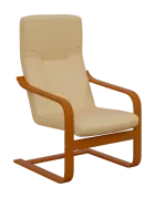 BO - 1 křeslo, dřevěná kostra, moření třešeň, koženka HOLY BE 5, krémová